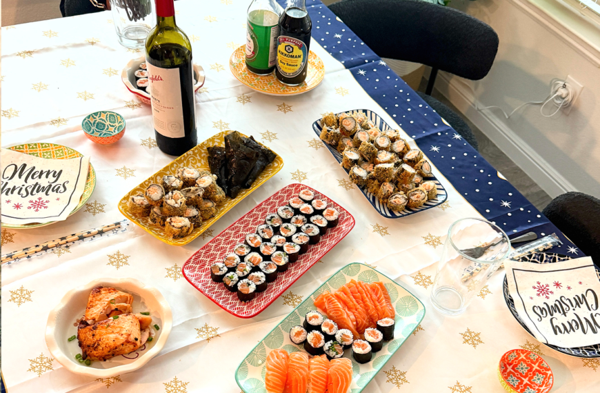Table with Japanese Food