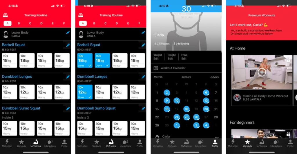 my-training Screens of My Training App