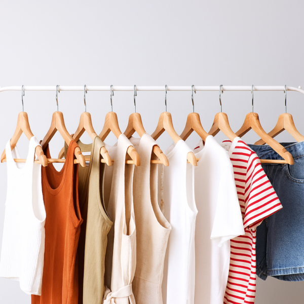 rack with summer clothes