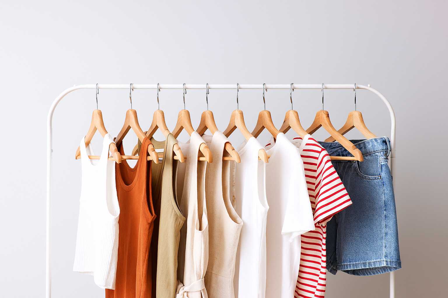 rack with summer clothes