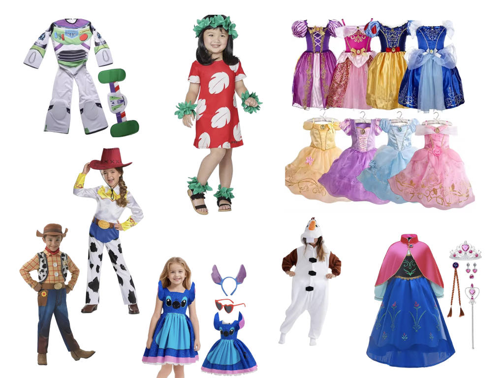 disney-costumes Children wearing disney costumes.