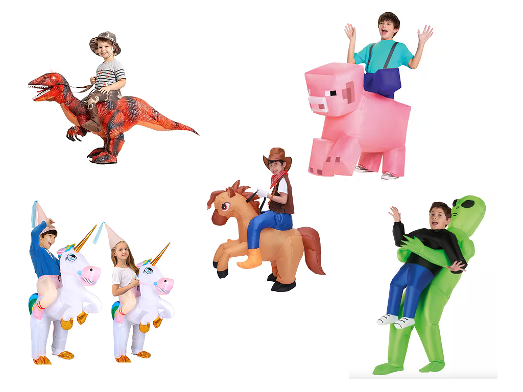 inflatable-costumes Children wearing a inflatable costumes.