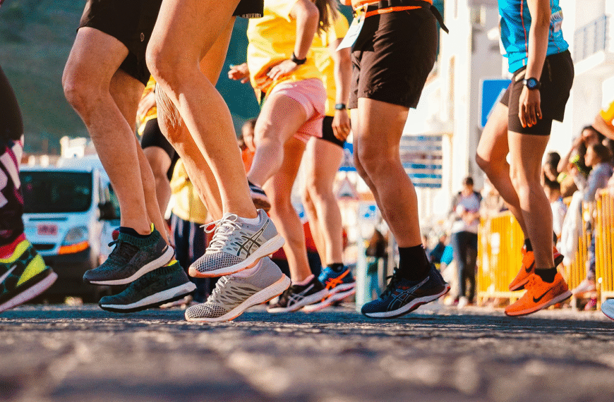 A beginner runner taking their first steps in the running journey.