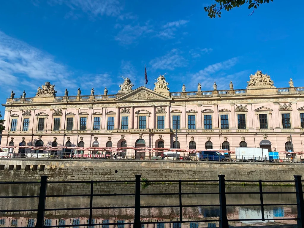 German Historical Museum in Berlin with its glass modern entrance and historic architecture.