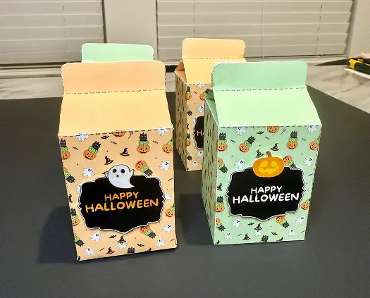 Milk Box Halloween Treat Bags green and orange.