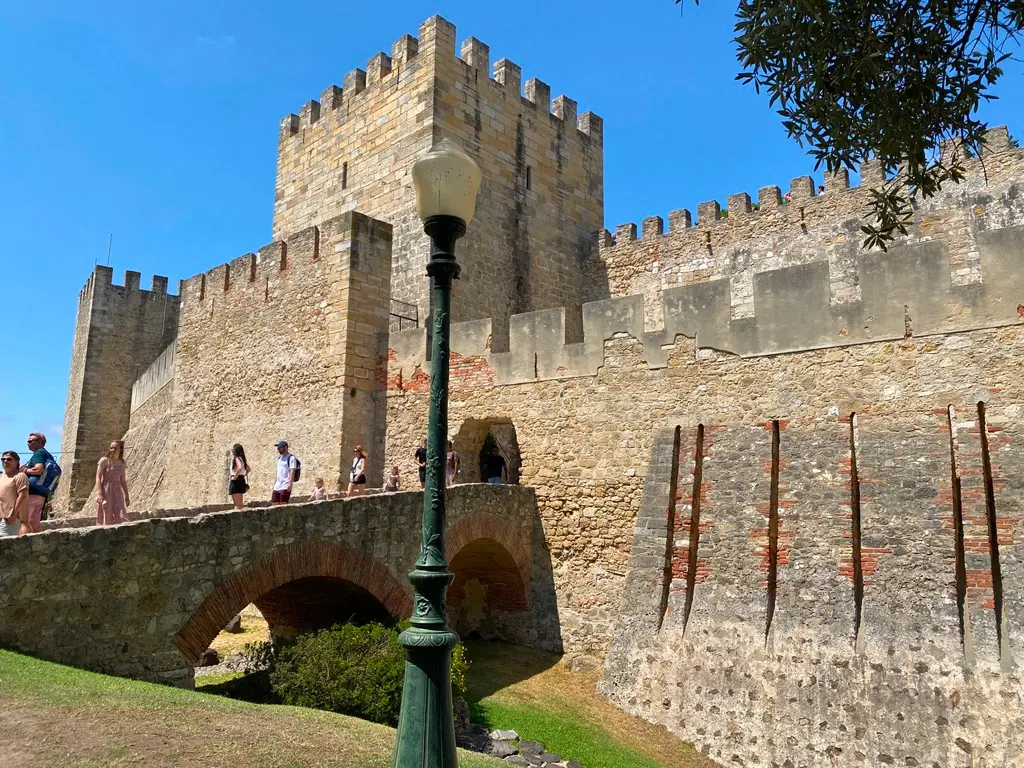 View of Castelo de São Jorge on the hilltop in Lisbon