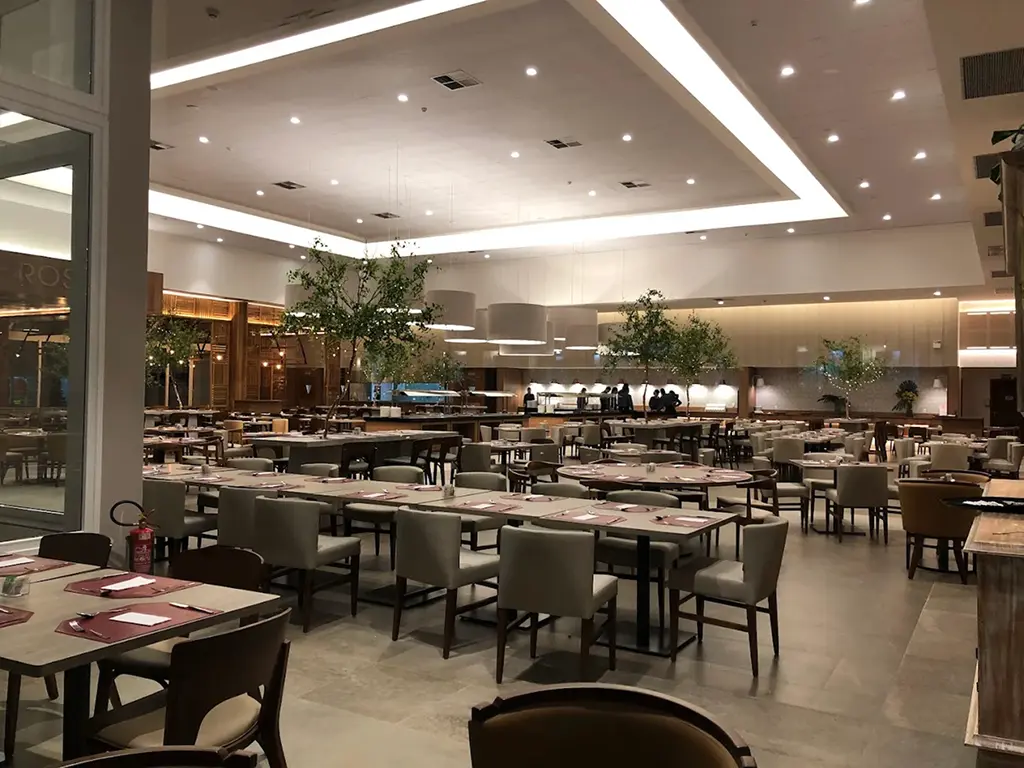 The restaurant of the hotel.