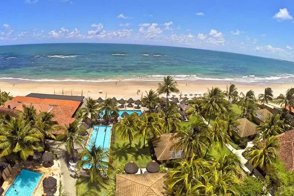 Aerial view of the beachfront hotel with the ocean in front