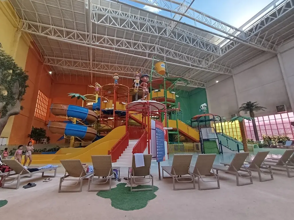 Children’s indoor water slide at the resort