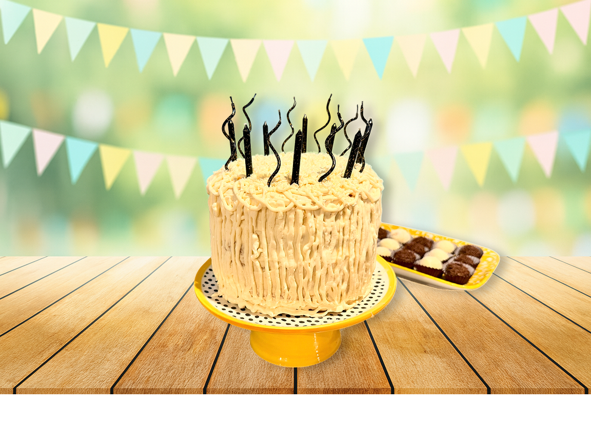 A three milk cake on the table in the party.